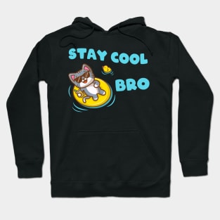 Stay Cool Bro funny Cat in Swimmingpool Hoodie